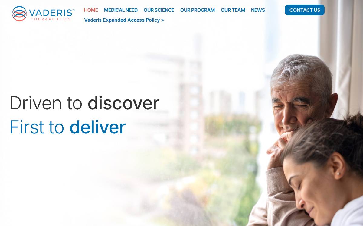 Vaderis Therapeutics website preview