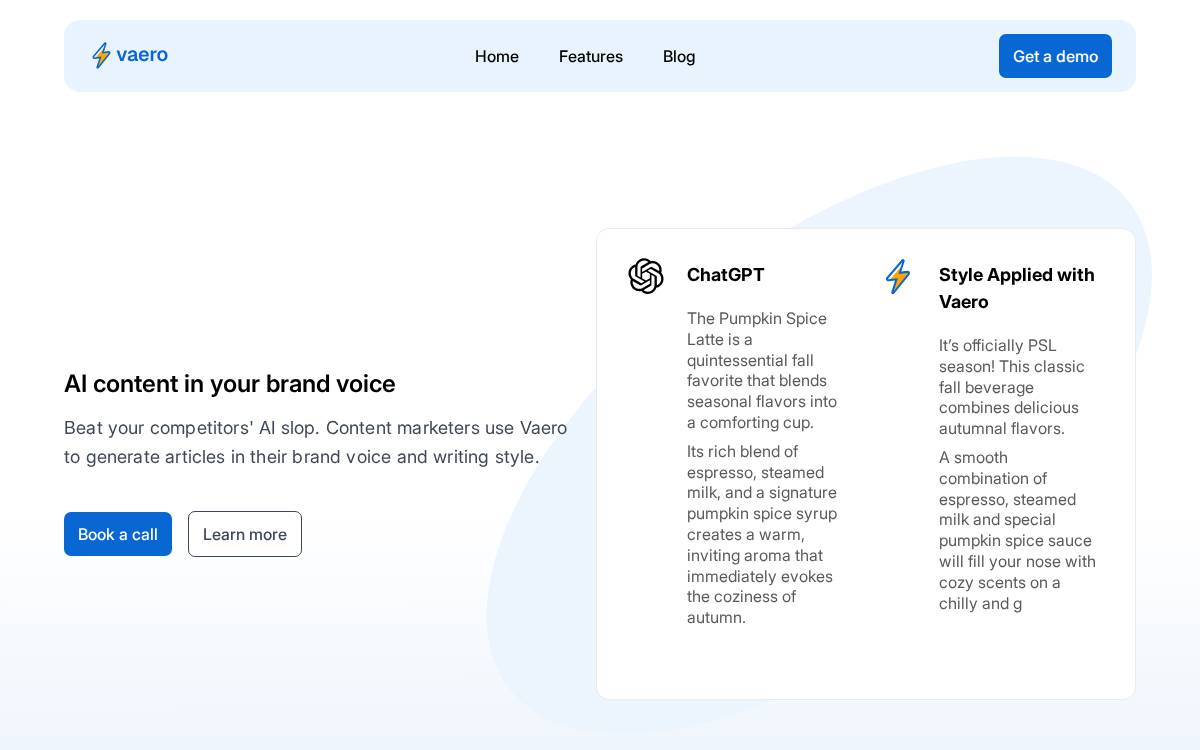 Vaero website preview