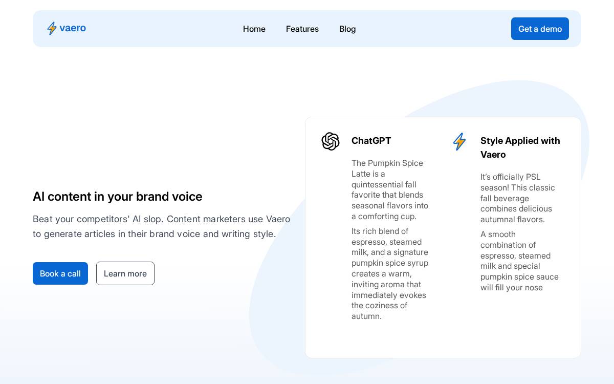 Vaero website preview