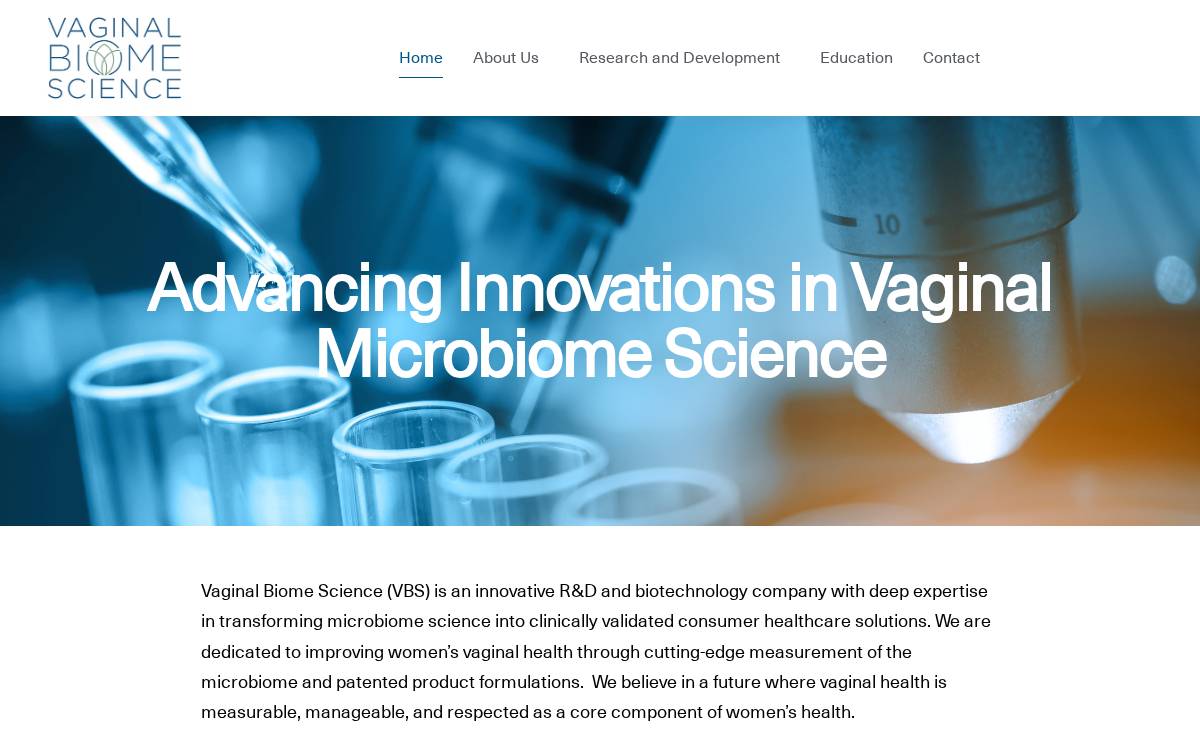 Vaginal Biome Science website preview