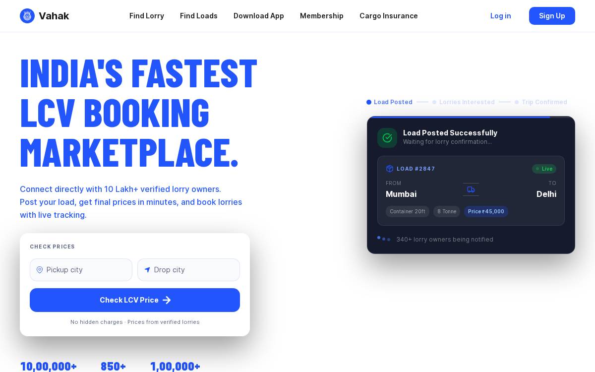 Vahak website preview