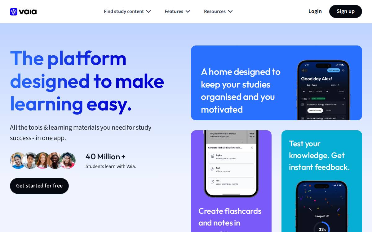 Vaia website preview