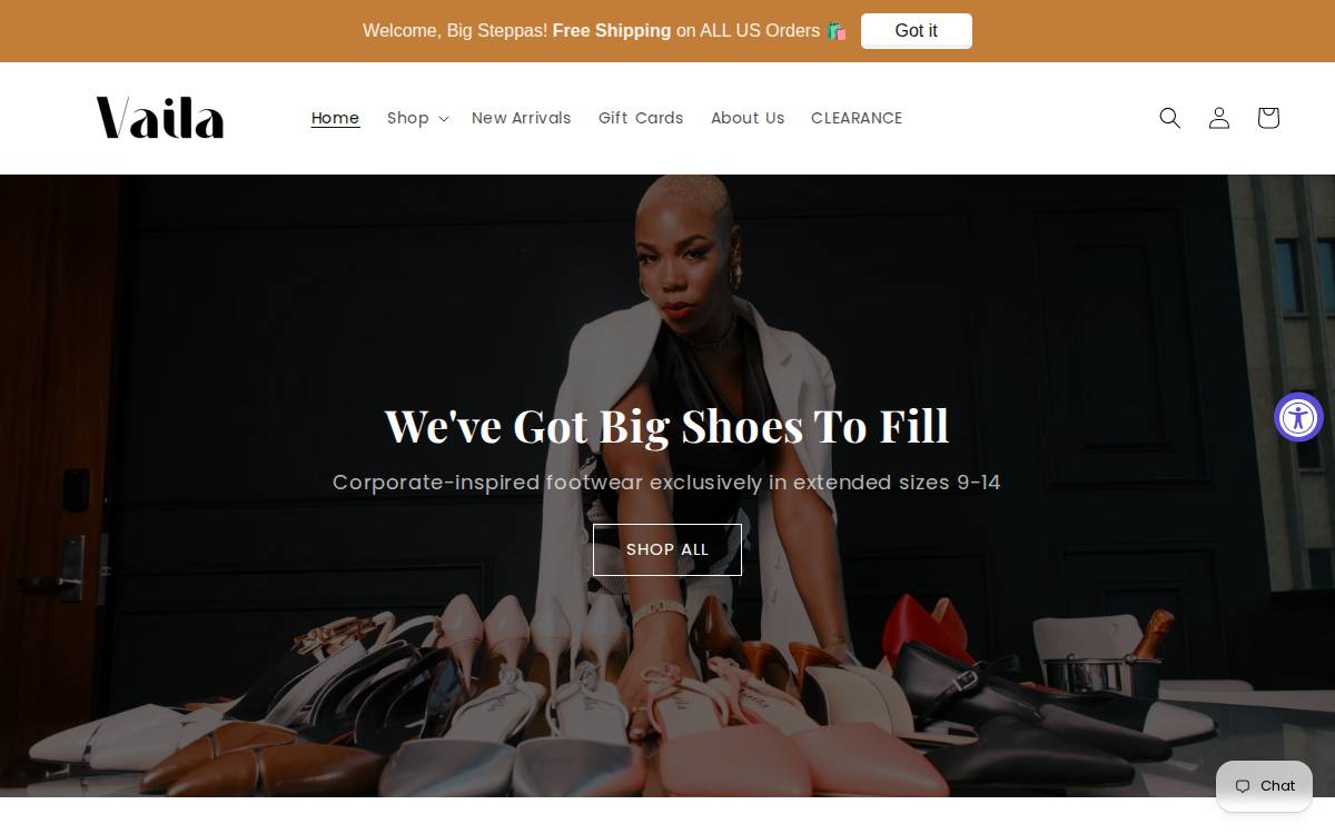 Vaila Shoes website preview