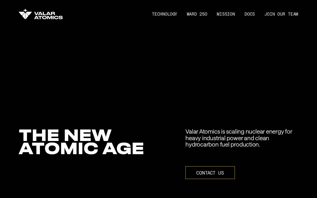 Valar Atomics website preview