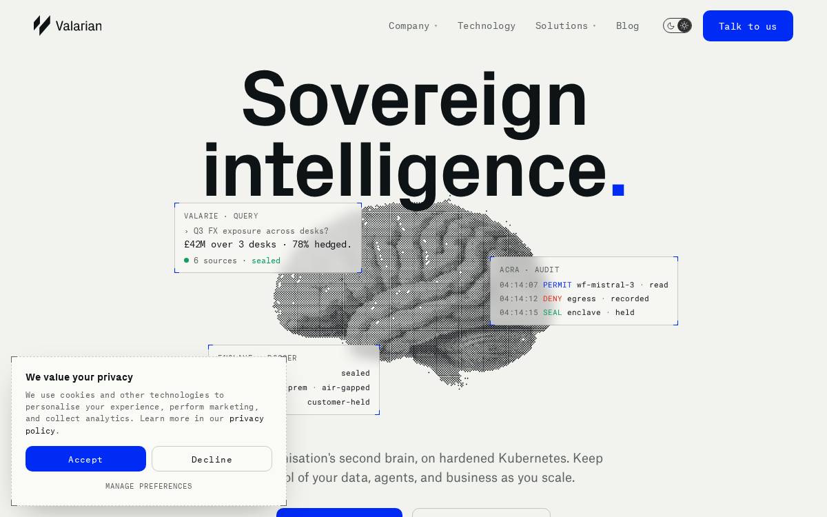 Valarian website preview