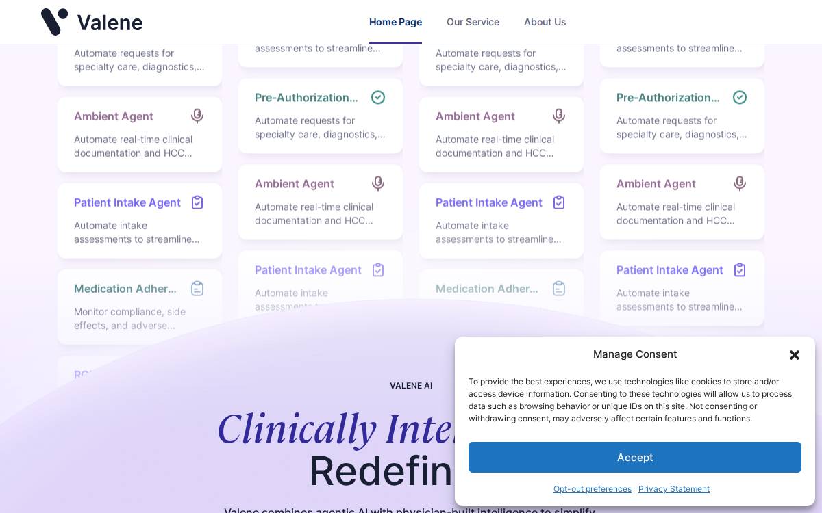 Valene Health website preview