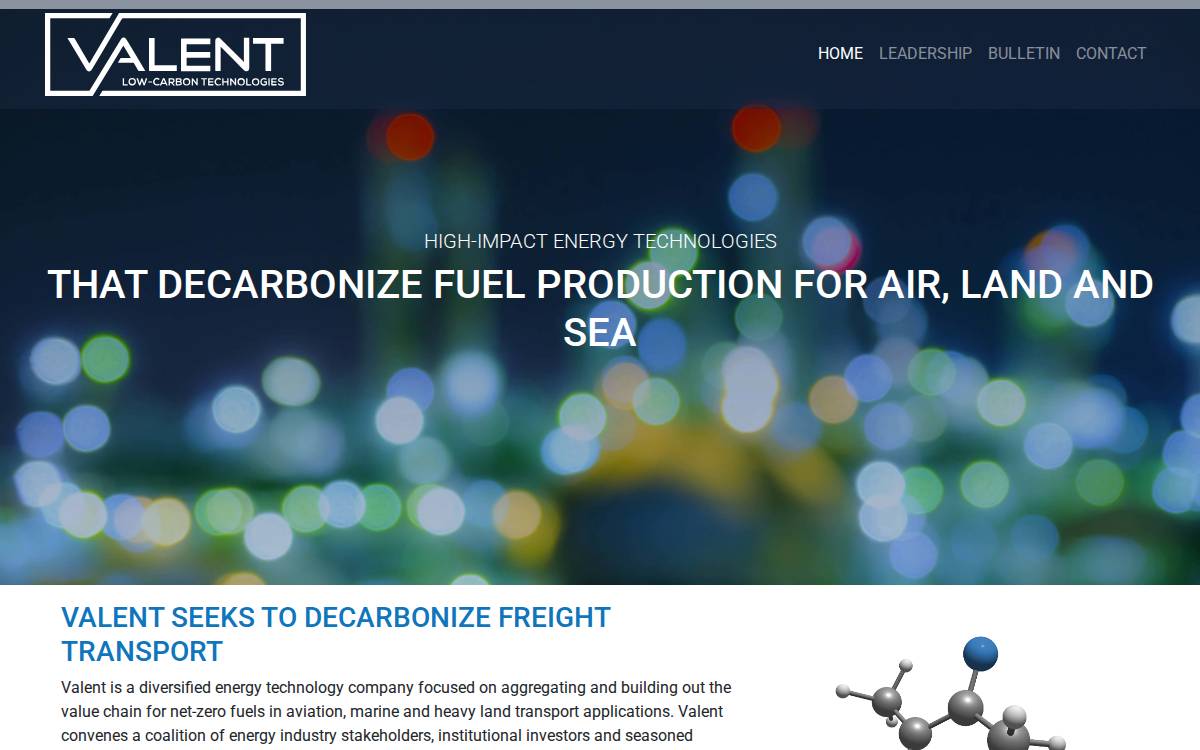 Valent Low-Carbon Technologies Inc website preview
