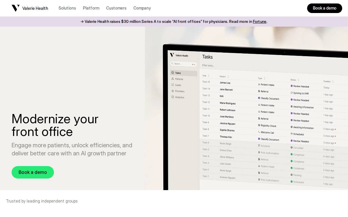 Valerie Health website preview