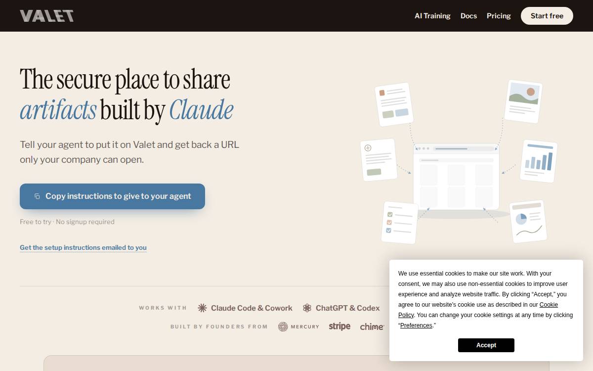 Valet website preview