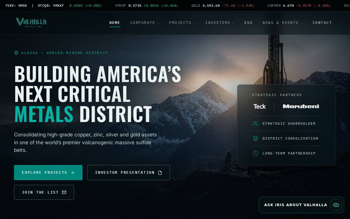 Valhalla Metals website preview