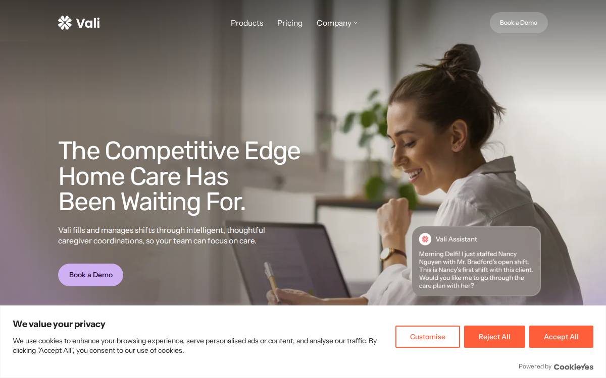 Vali website preview