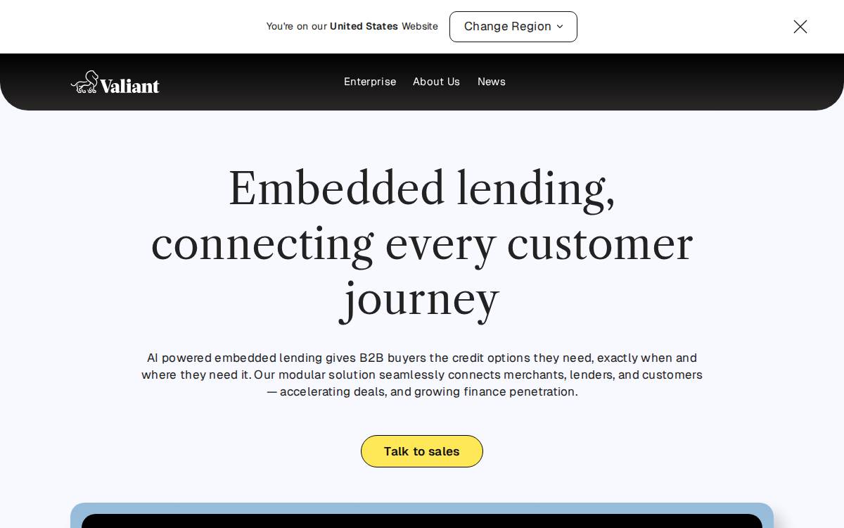 Valiant Finance website preview