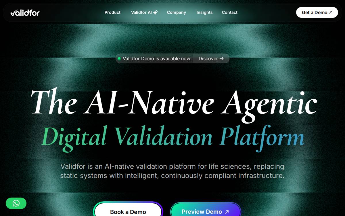 Validfor website preview