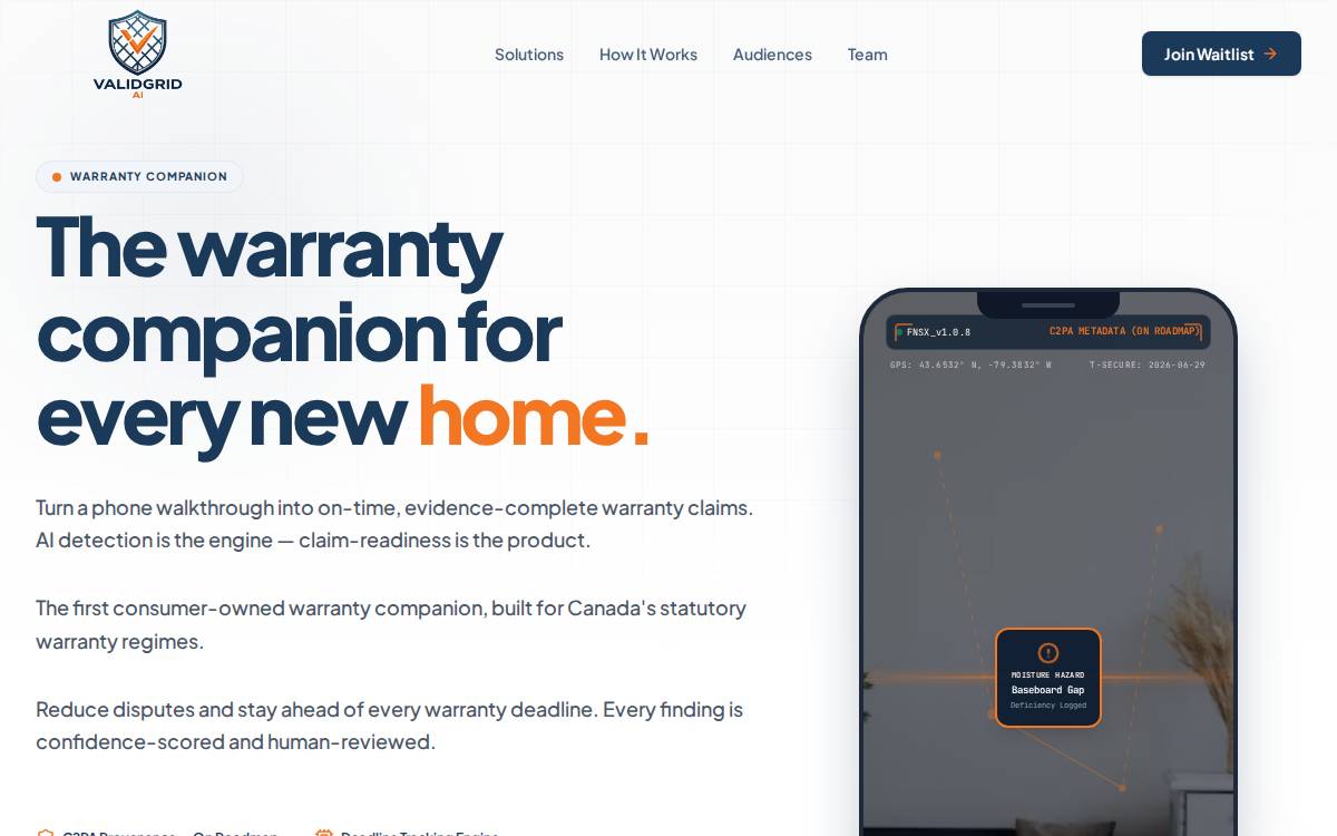 Validgrid AI website preview