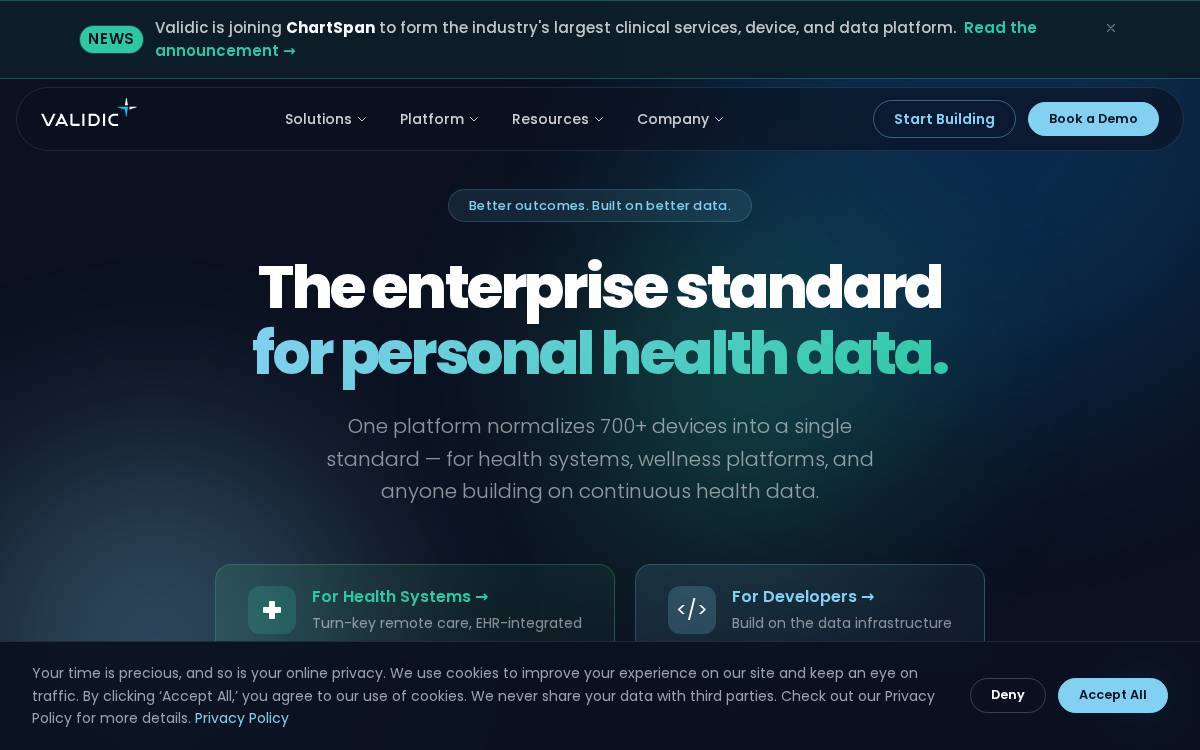 Validic website preview