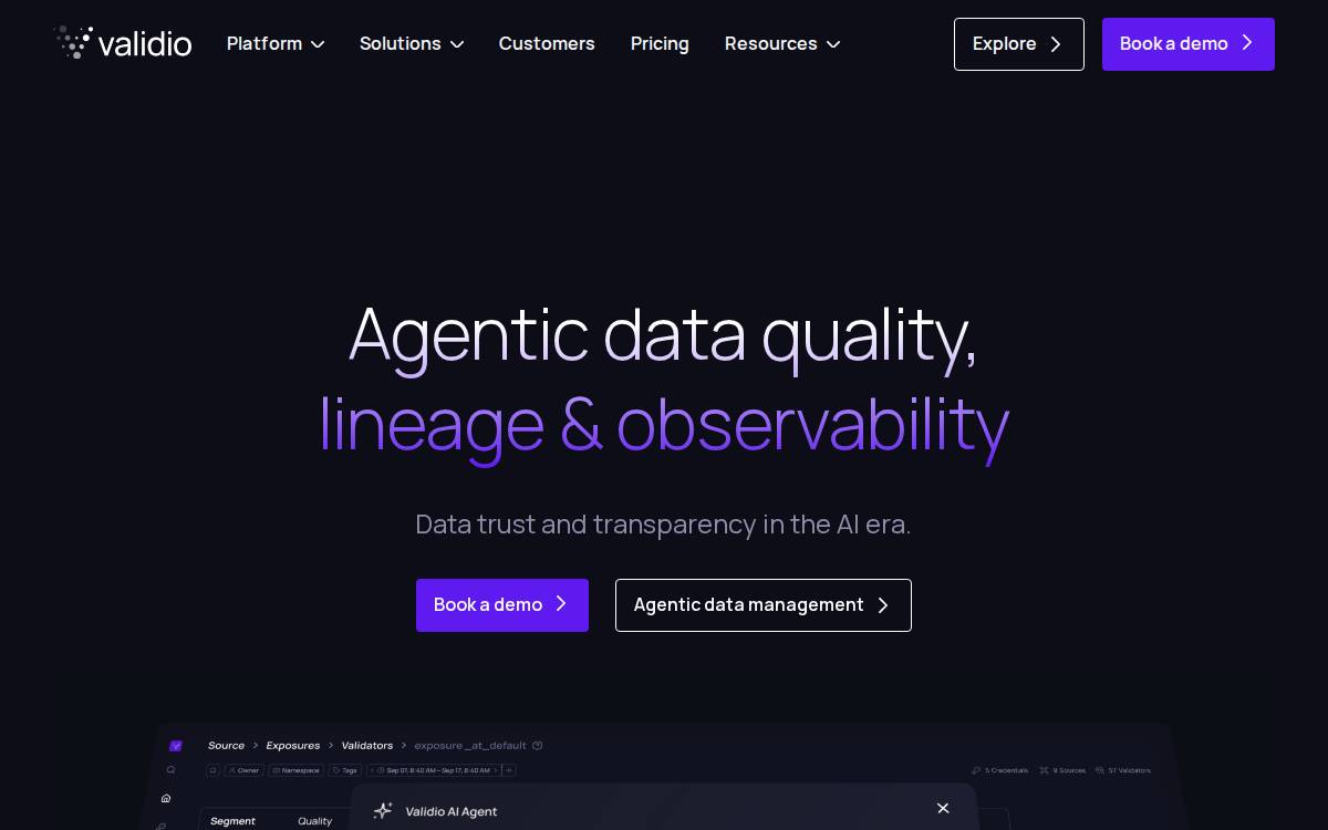 Validio website preview