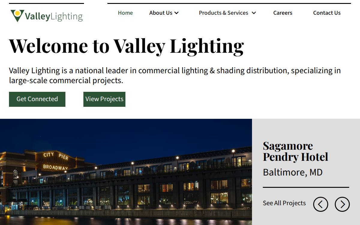 Valleylighting website preview