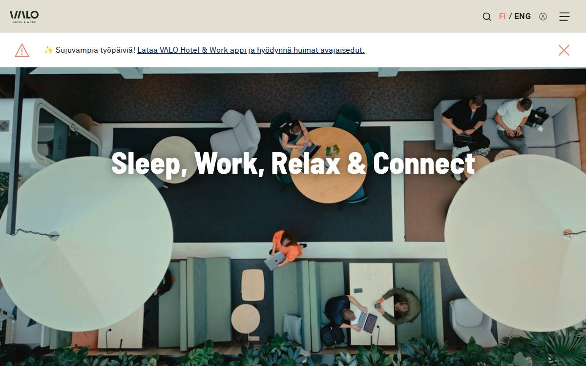VALO Hotel & Work website preview