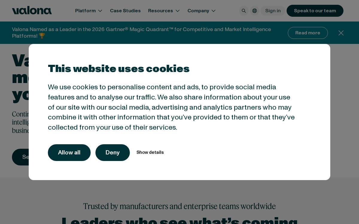 Valona Intelligence website preview