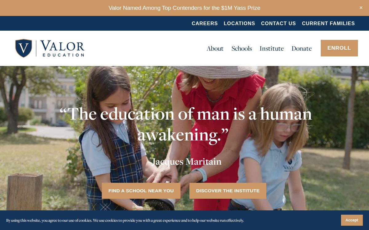 Valor Education 6 Schools website preview