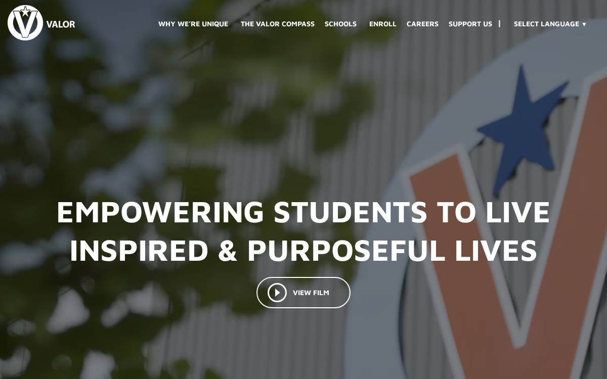 Valorcollegiate website preview
