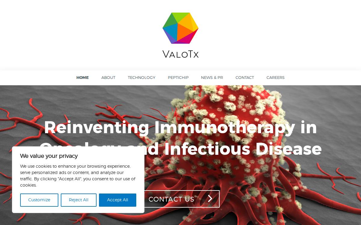 Valotx website preview