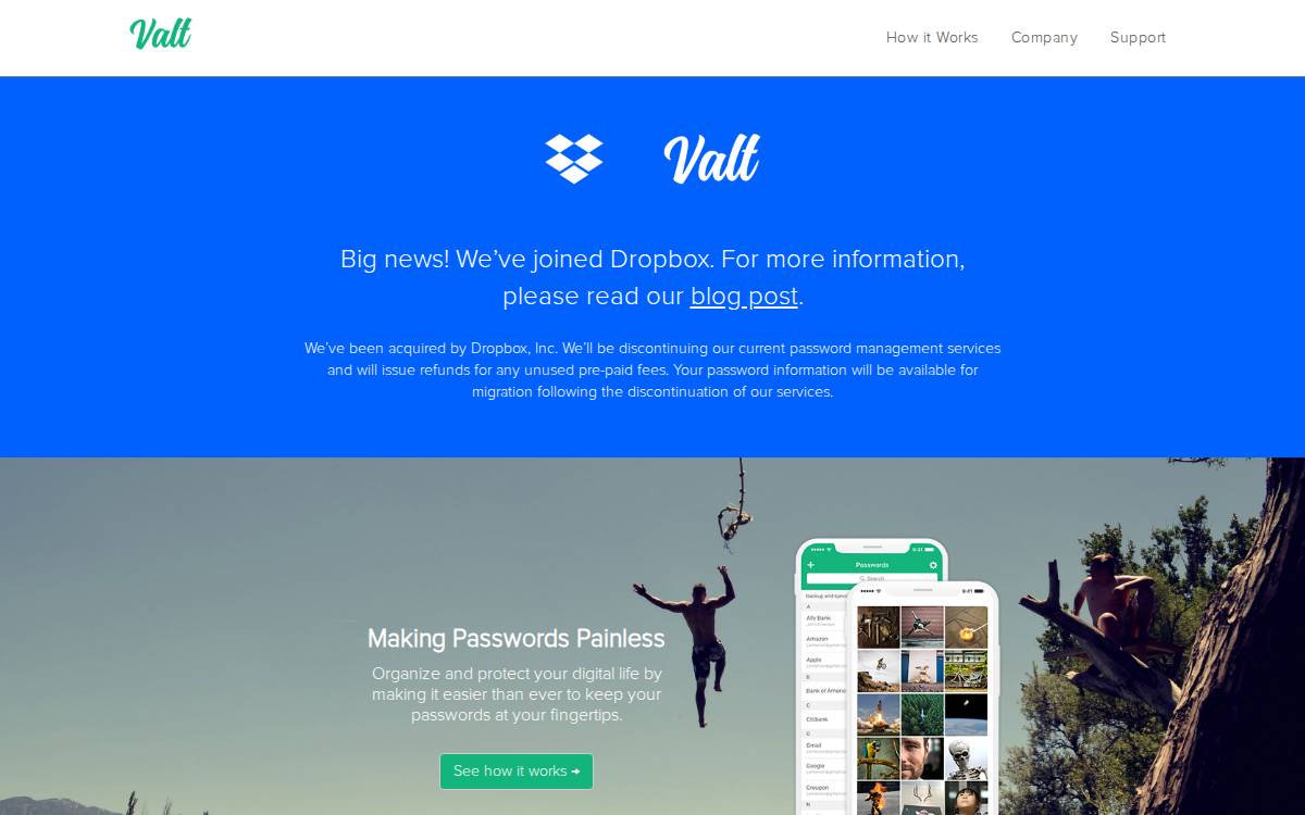 Valt website preview