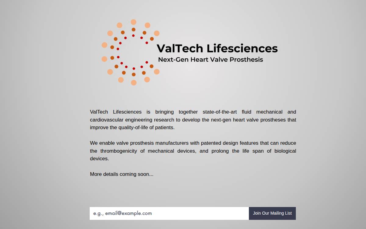 ValTech Lifesciences website preview