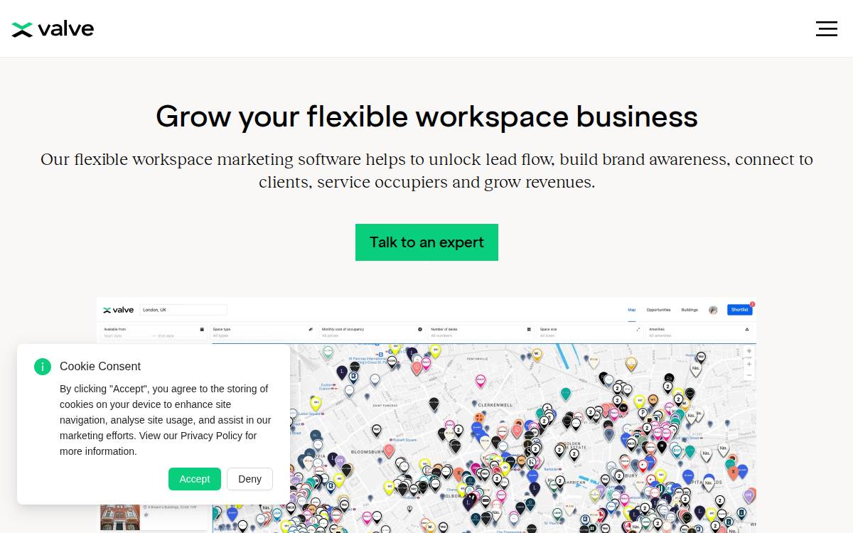 Valvespace website preview