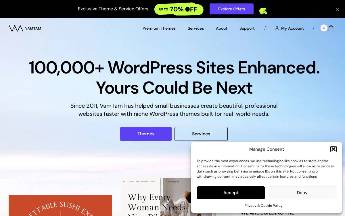 VamTam Themes website preview