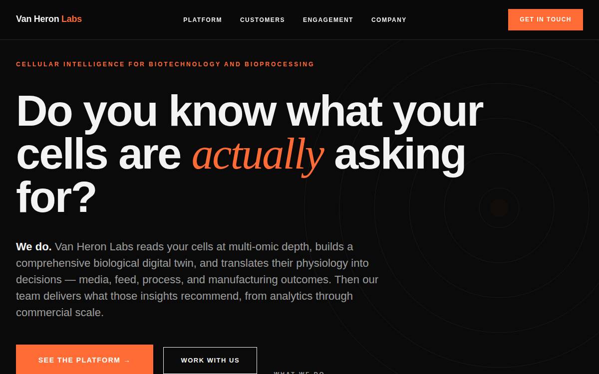 Van Heron Labs website preview