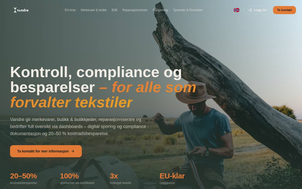 Vandre website preview