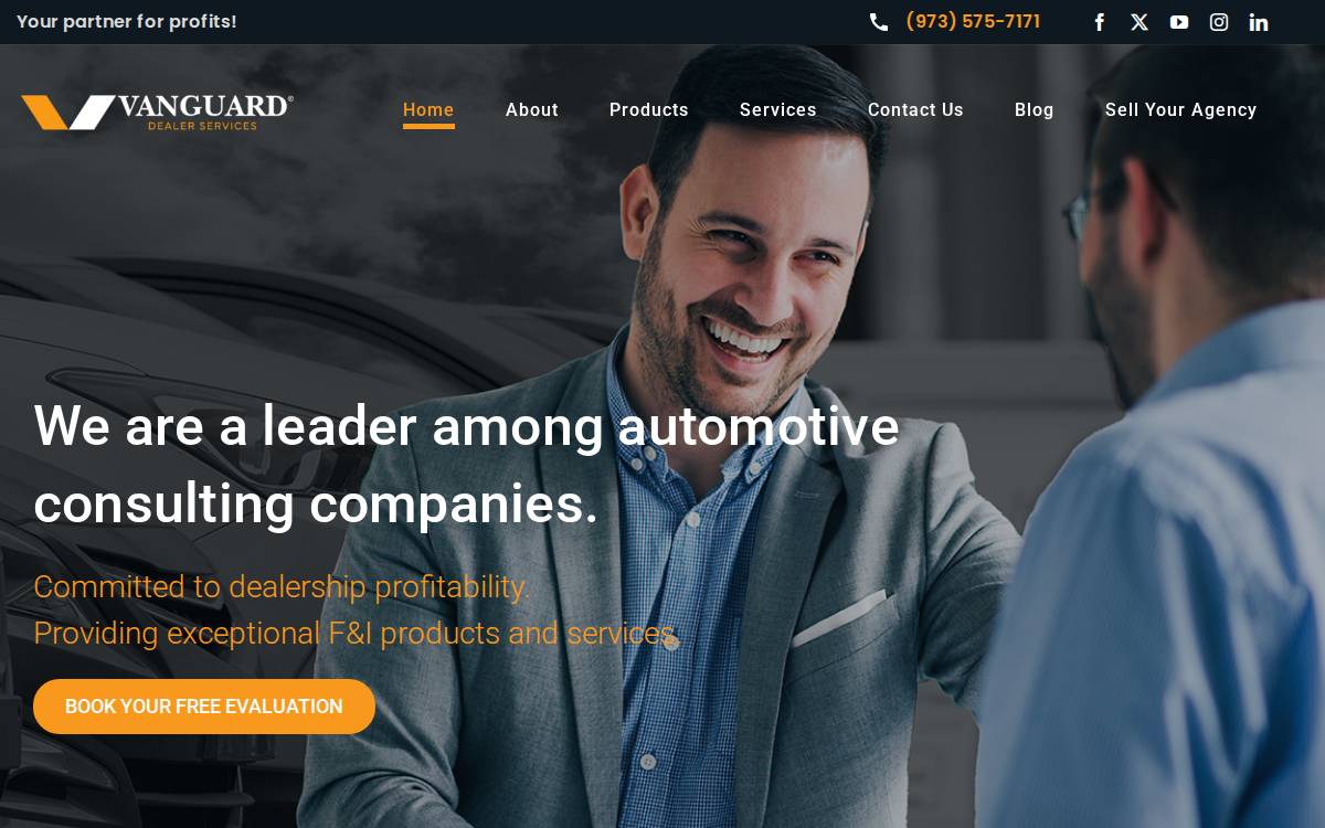 Vanguard Dealer Services website preview