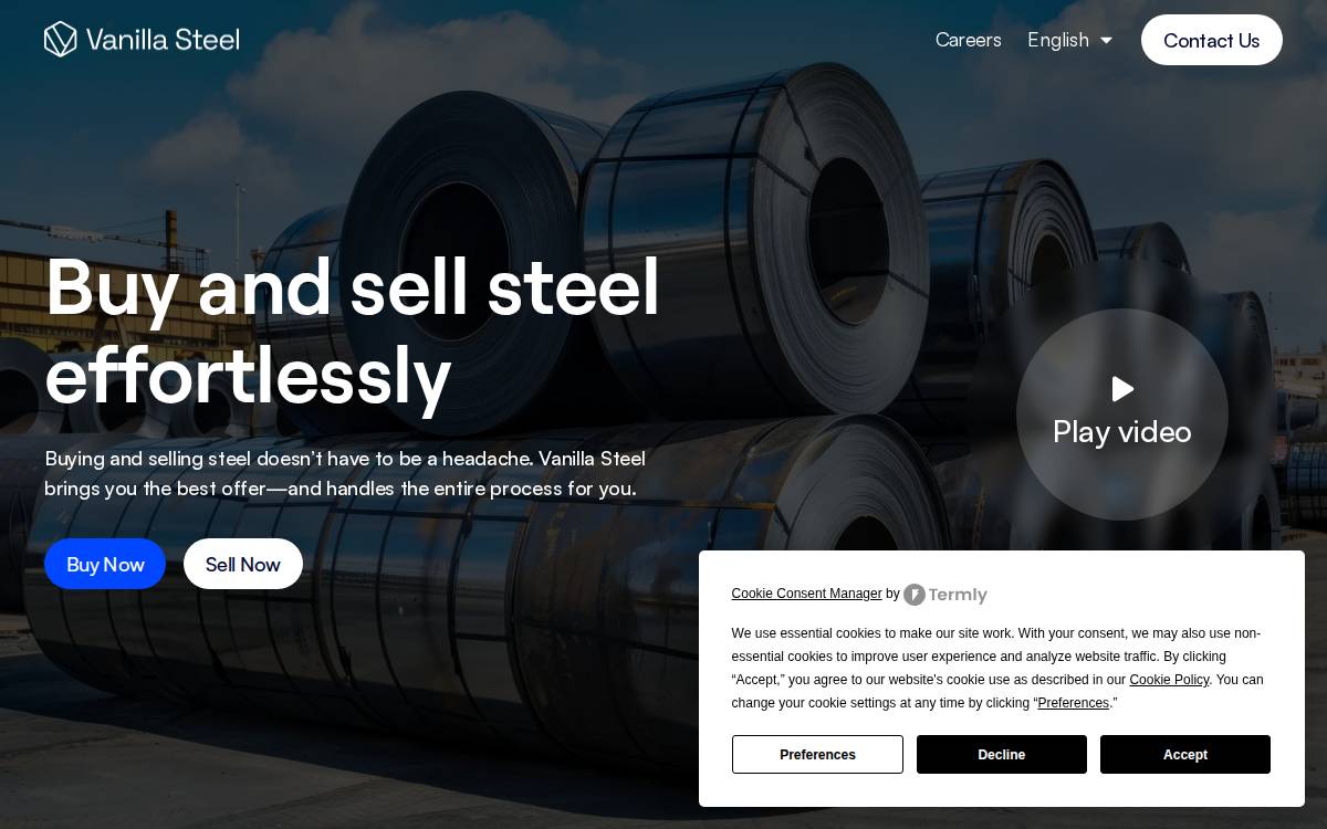 Vanilla Steel website preview