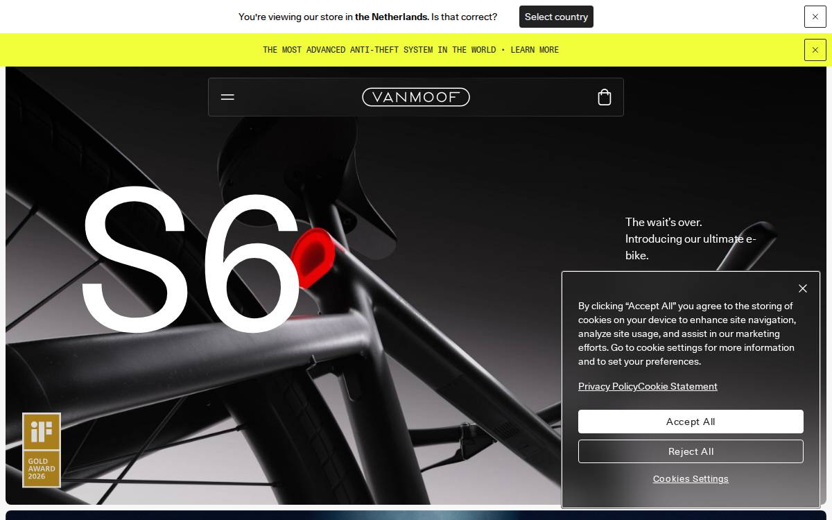 Vanmoof website preview