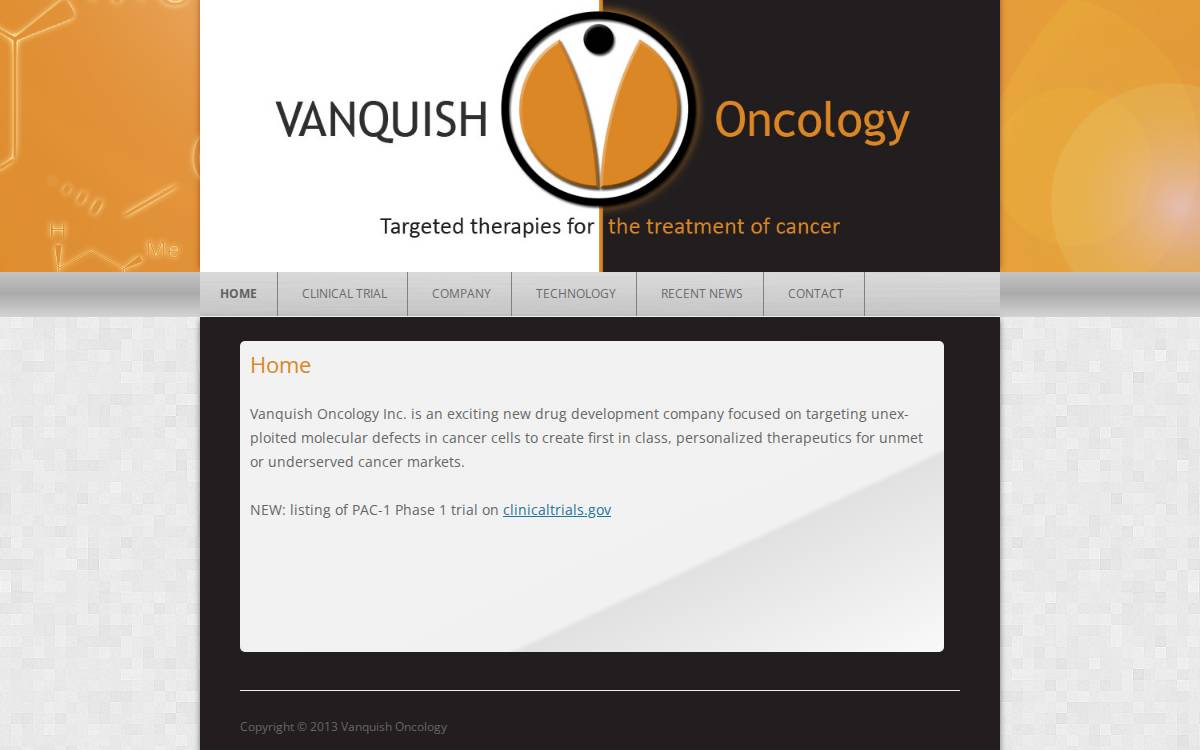 Vanquish Oncology website preview