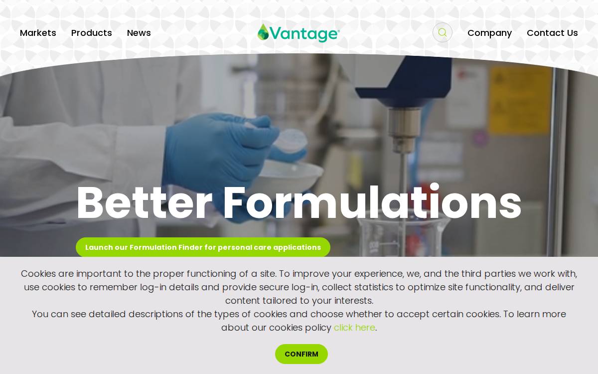Vantage Specialty Chemicals website preview