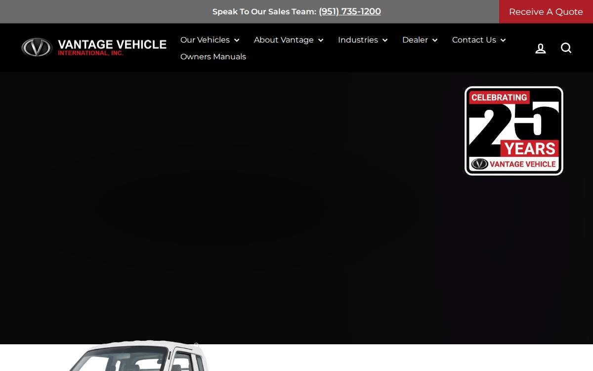 Vantage Vehicle International website preview