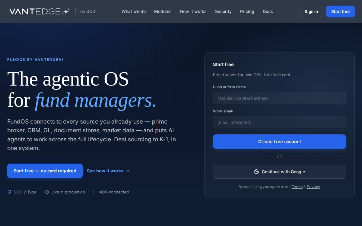 VantedgeAI website preview