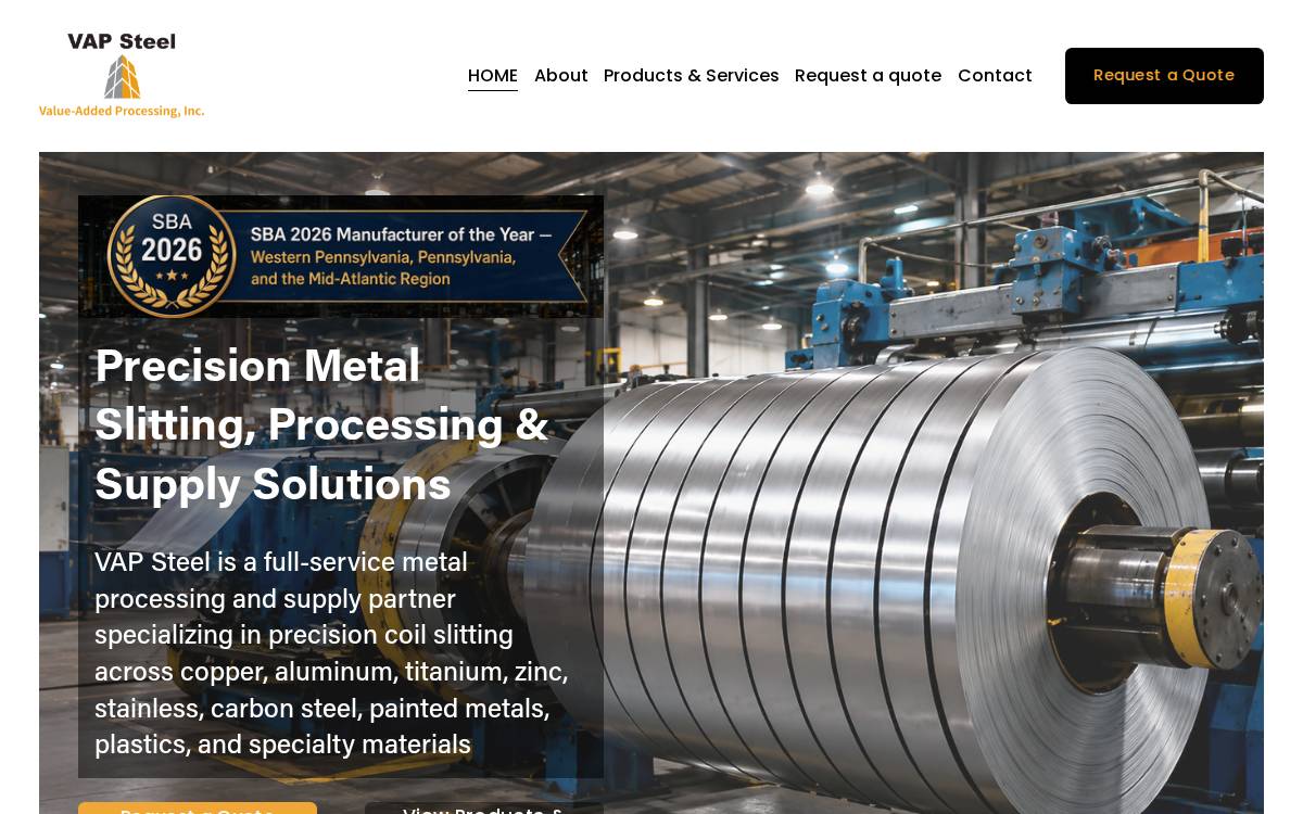 VAP Steel website preview