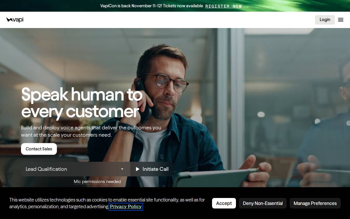 Vapi website preview