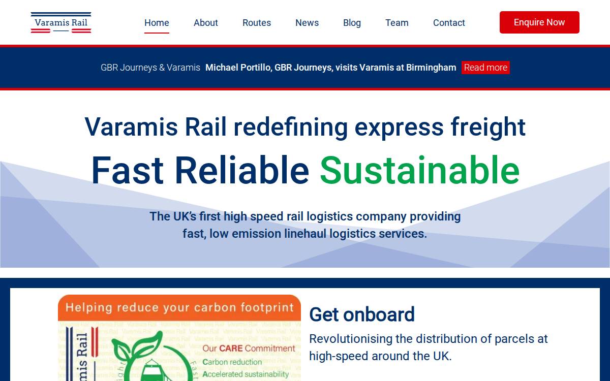 Varamis Rail website preview