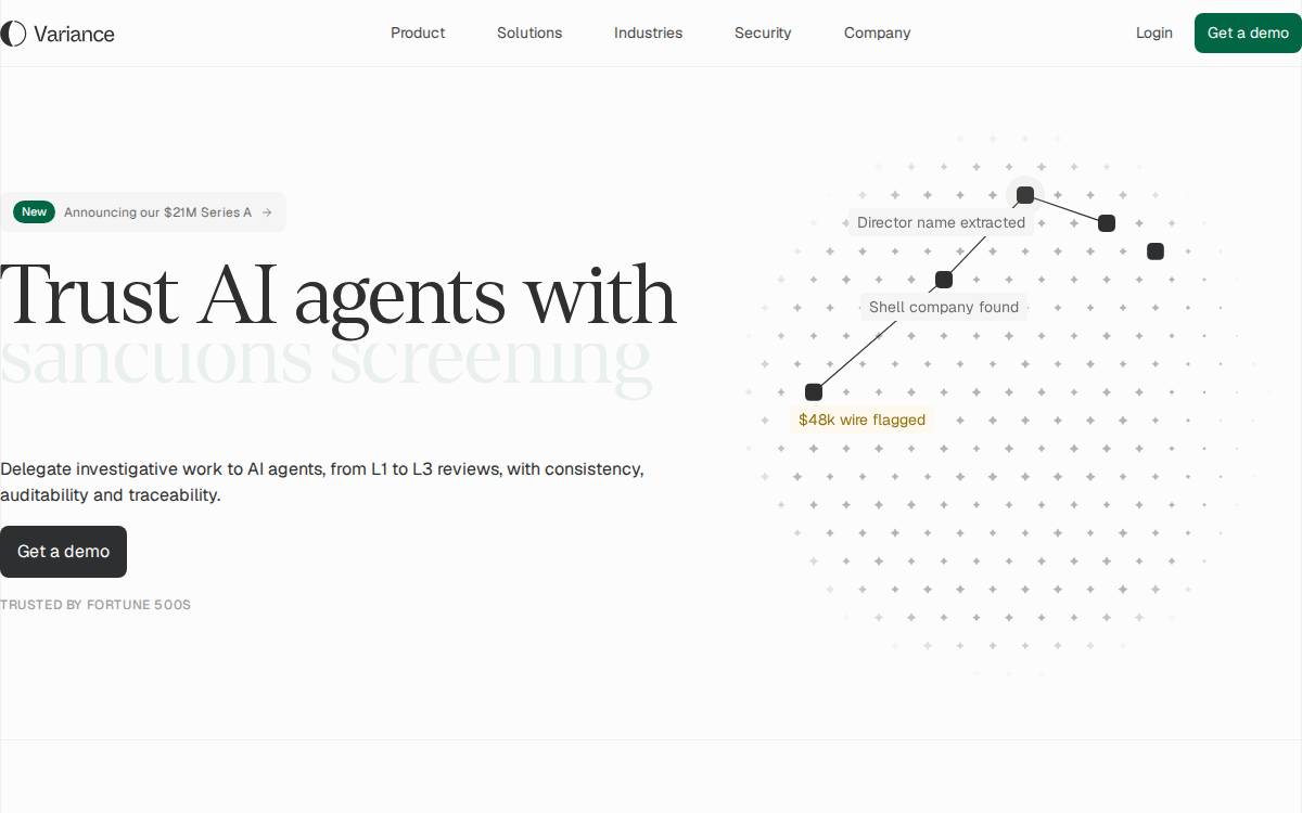 Variance website preview