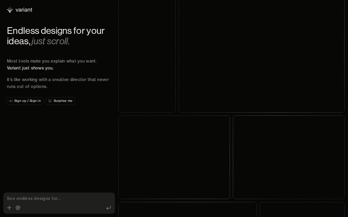 Variant website preview