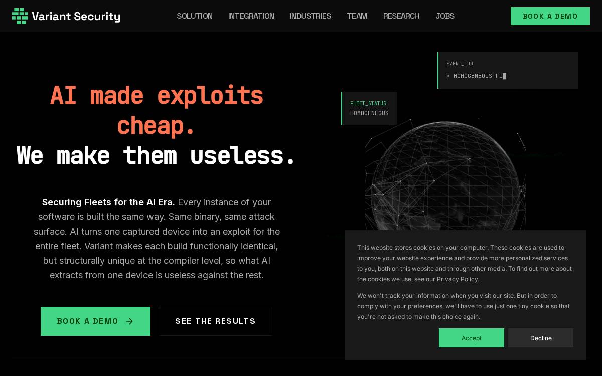 Variantsec website preview