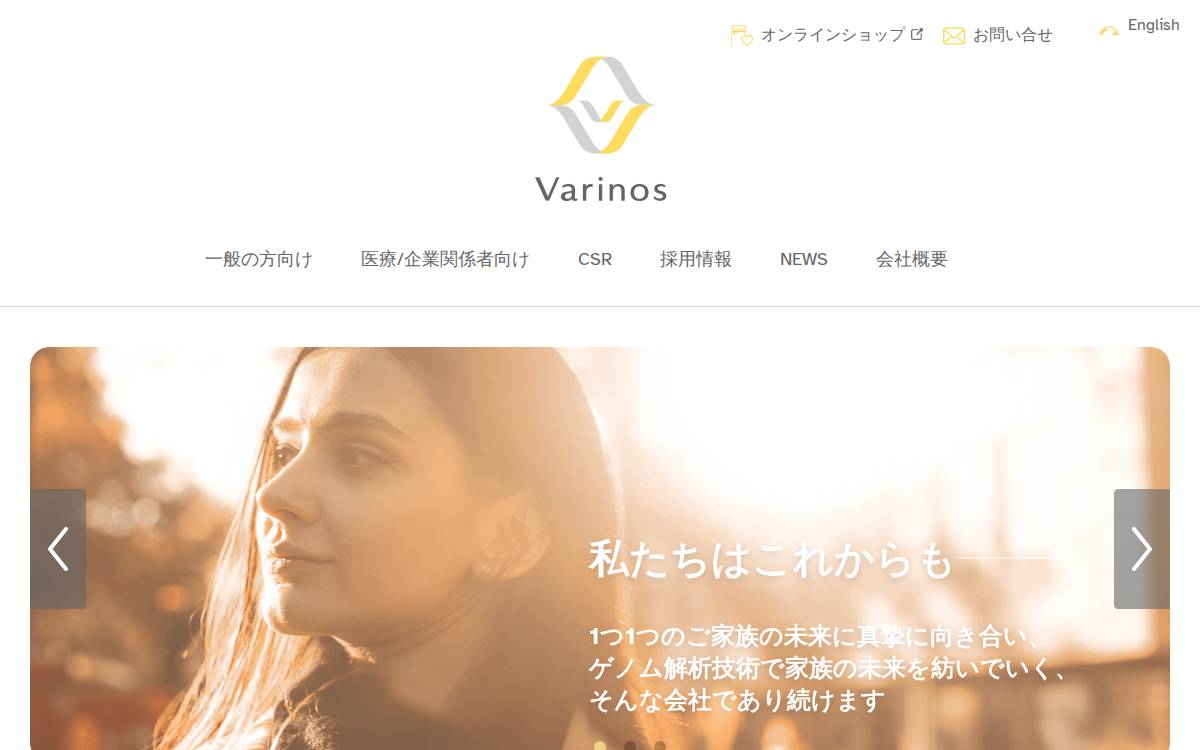 Varinos株式会社 website preview