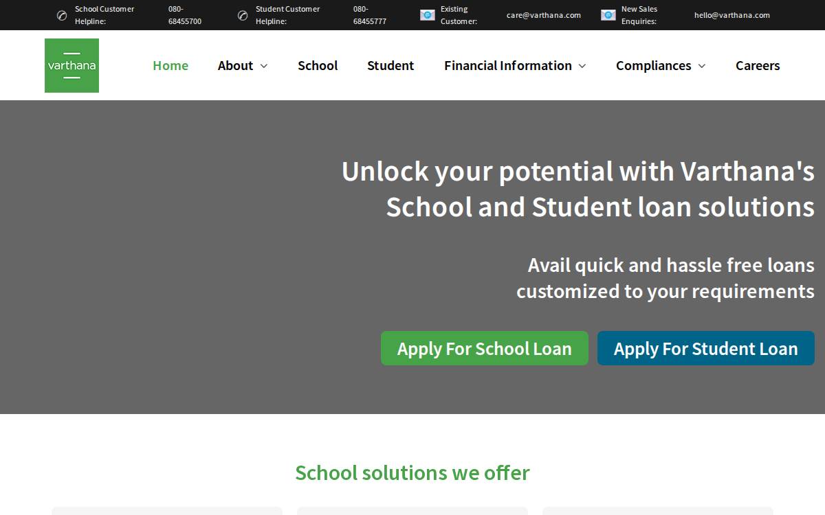 Varthana website preview