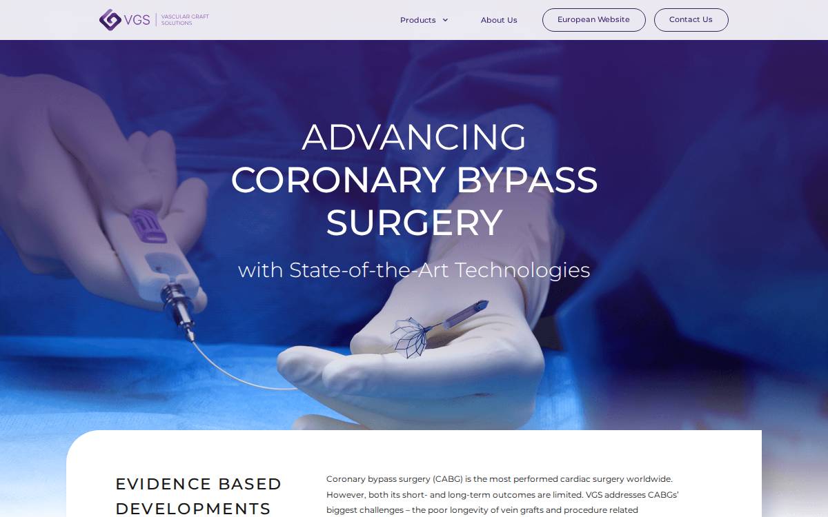 Vascular Graft Solutions website preview