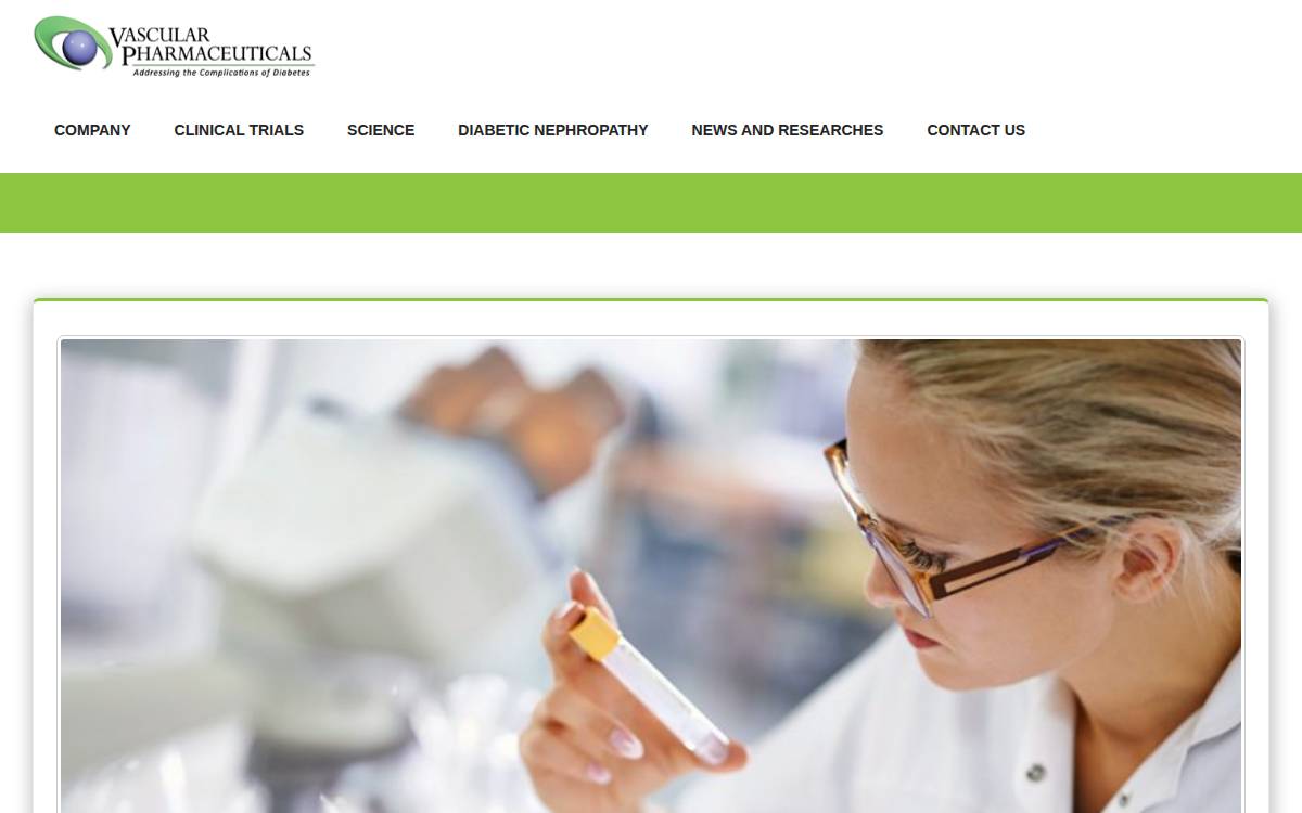 Vascular Pharmaceuticals website preview