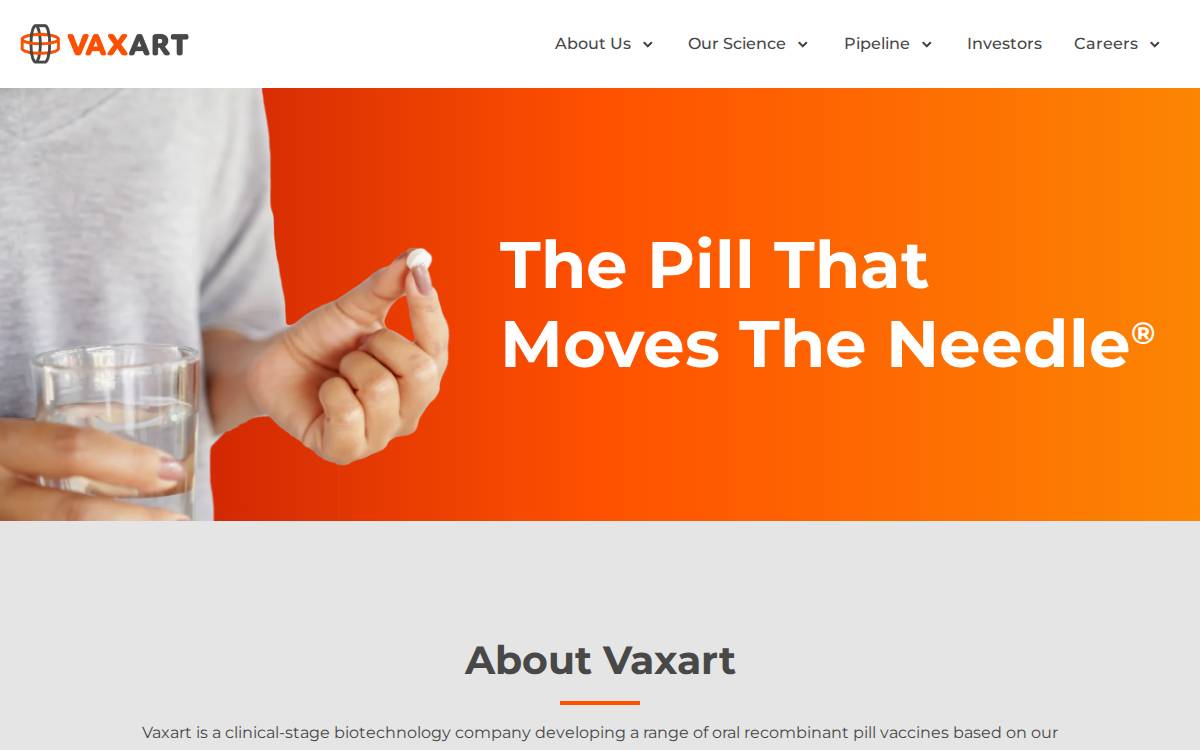Vaxart website preview